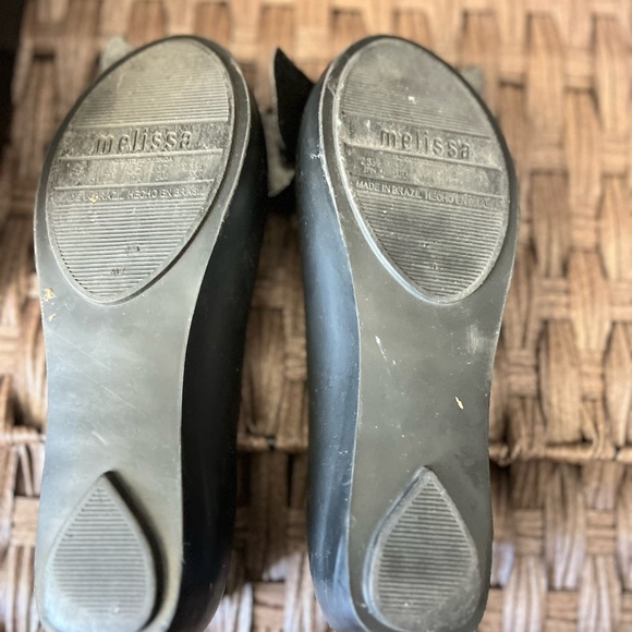 Melissa Ultragirl Black Bow Peep Toe Flats 6 - Picture 4 of 5